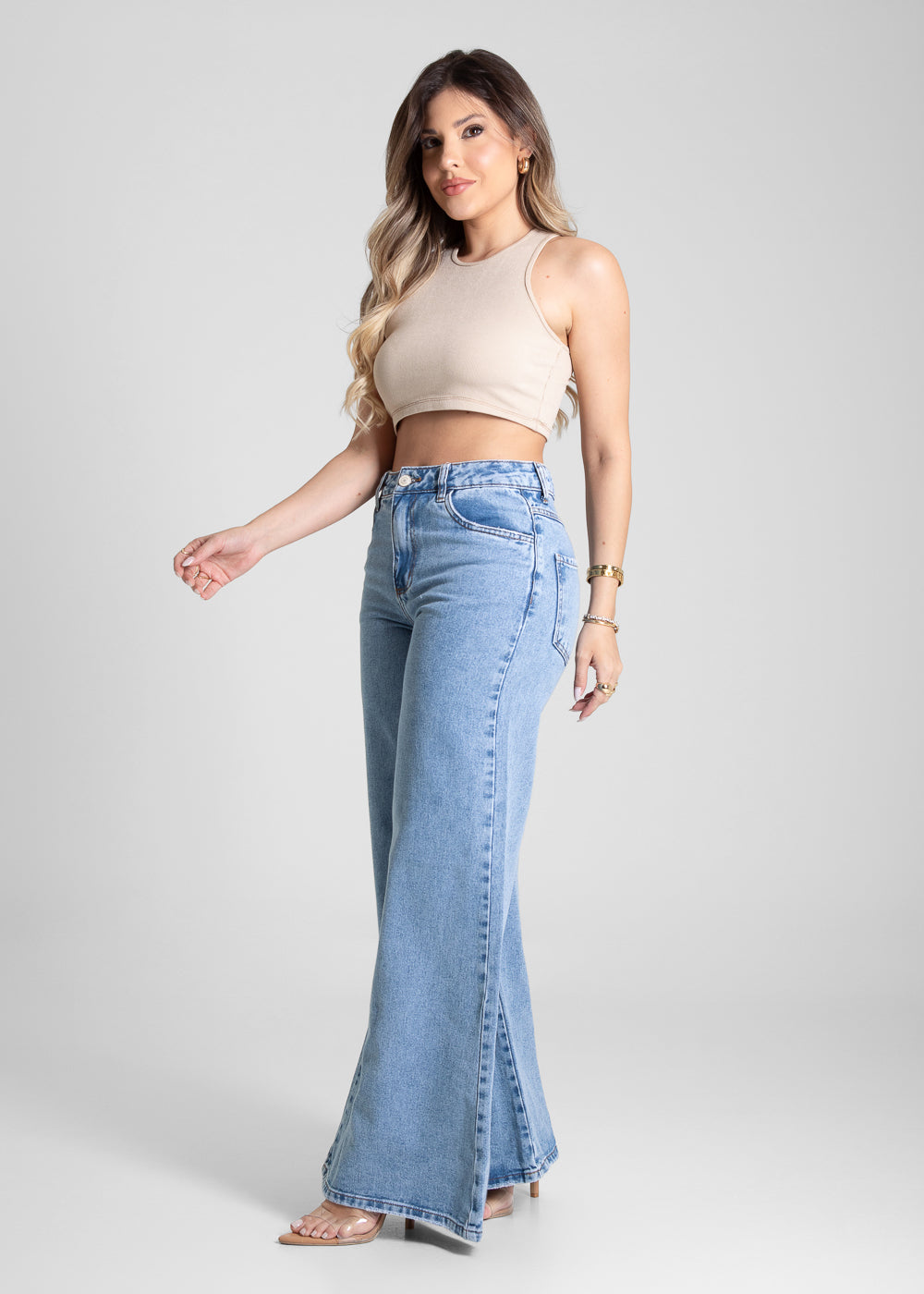 Calça Jeans Sawary Super Wide Leg - 281604 AZUL