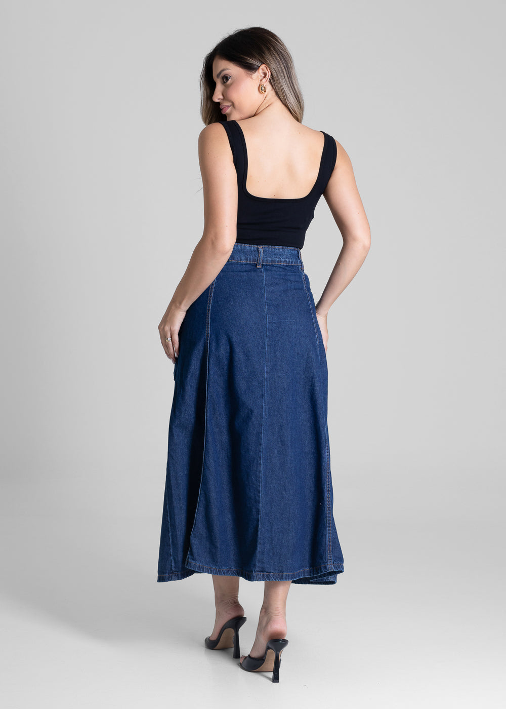 Saia Jeans Sawary Midi - 281616 AZUL