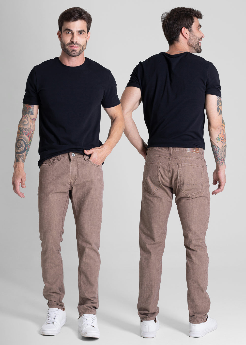 Calça Sarja Sawary Slim - 281626 MARROM