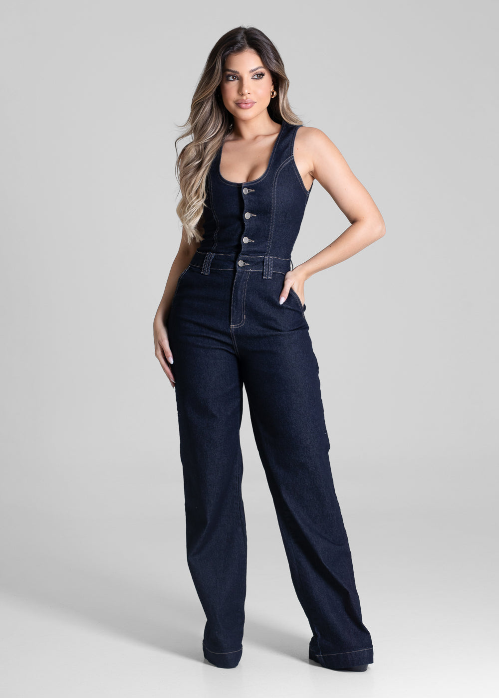 Macacão Jeans Sawary - 281651 AZUL