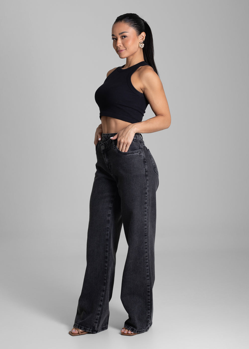Calça Jeans Sawary Wide Leg - 281665 PRETO