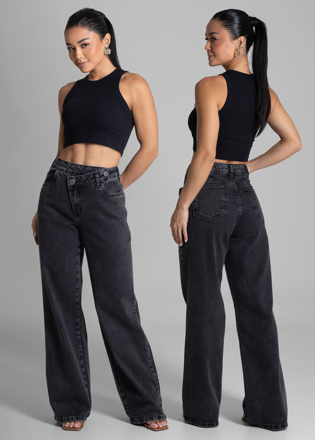 Calça Jeans Sawary Wide Leg - 281665 PRETO