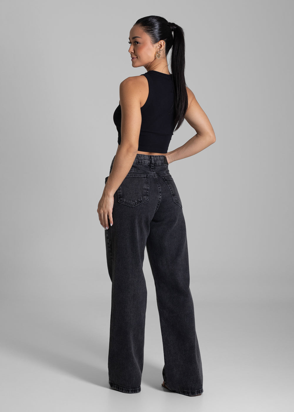 Calça Jeans Sawary Wide Leg - 281665 PRETO