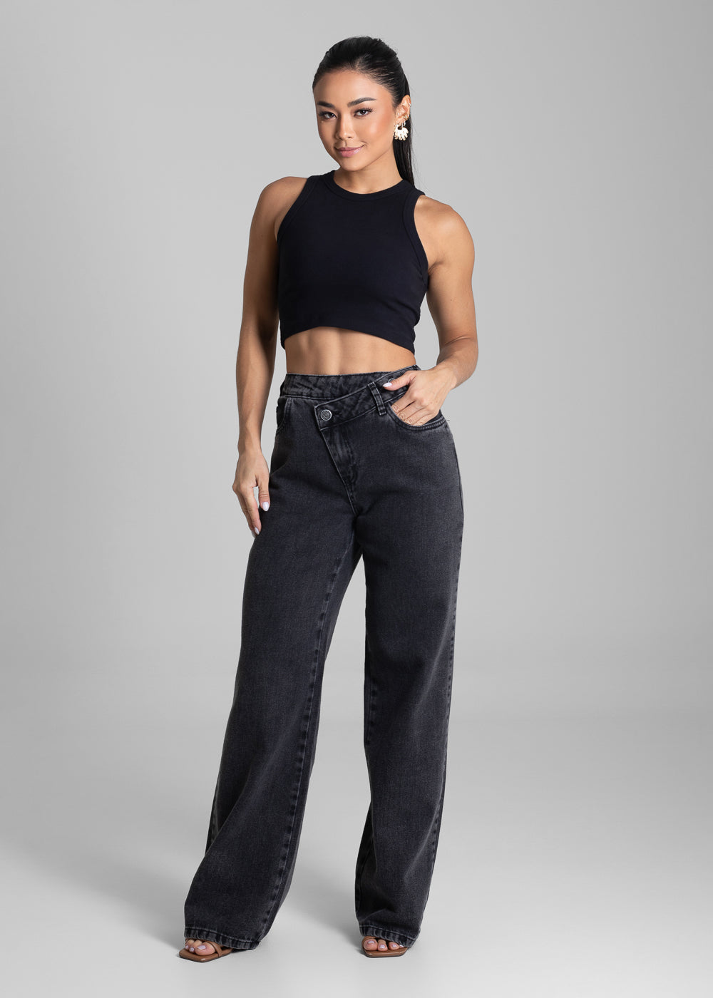 Calça Jeans Sawary Wide Leg - 281665 PRETO