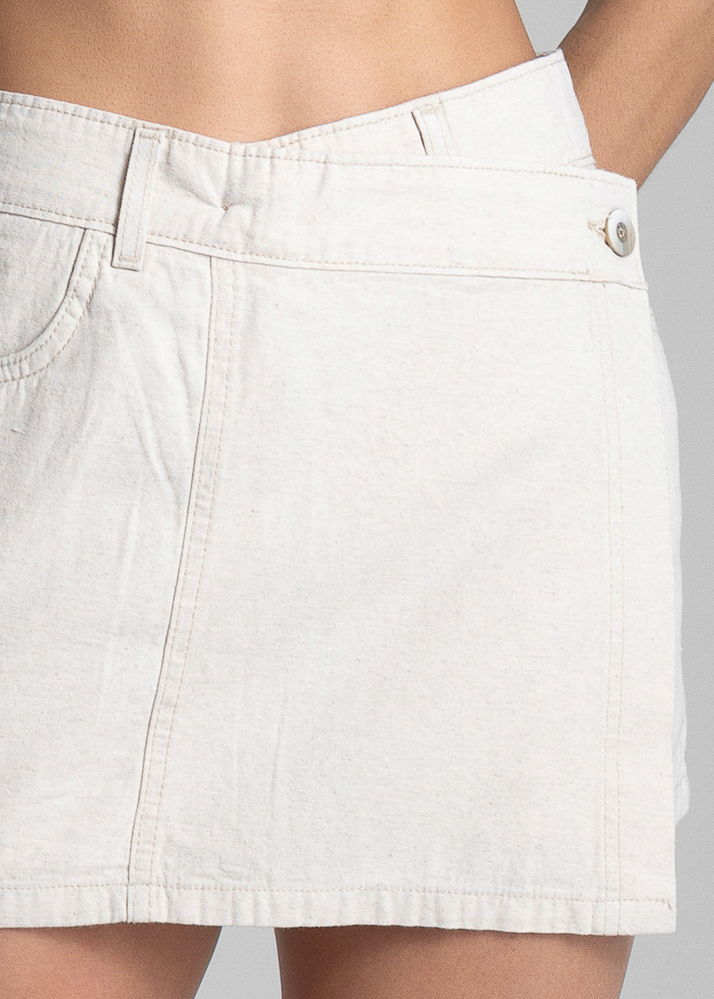Shorts Saia Linho Cós Transpassado Sawary - 281709 OFF WHITE