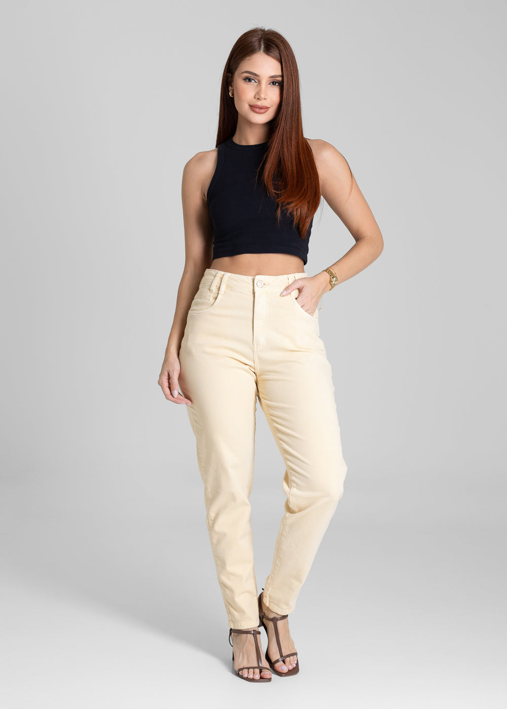 Calça Sarja Sawary Mom - 281747 AMARELO