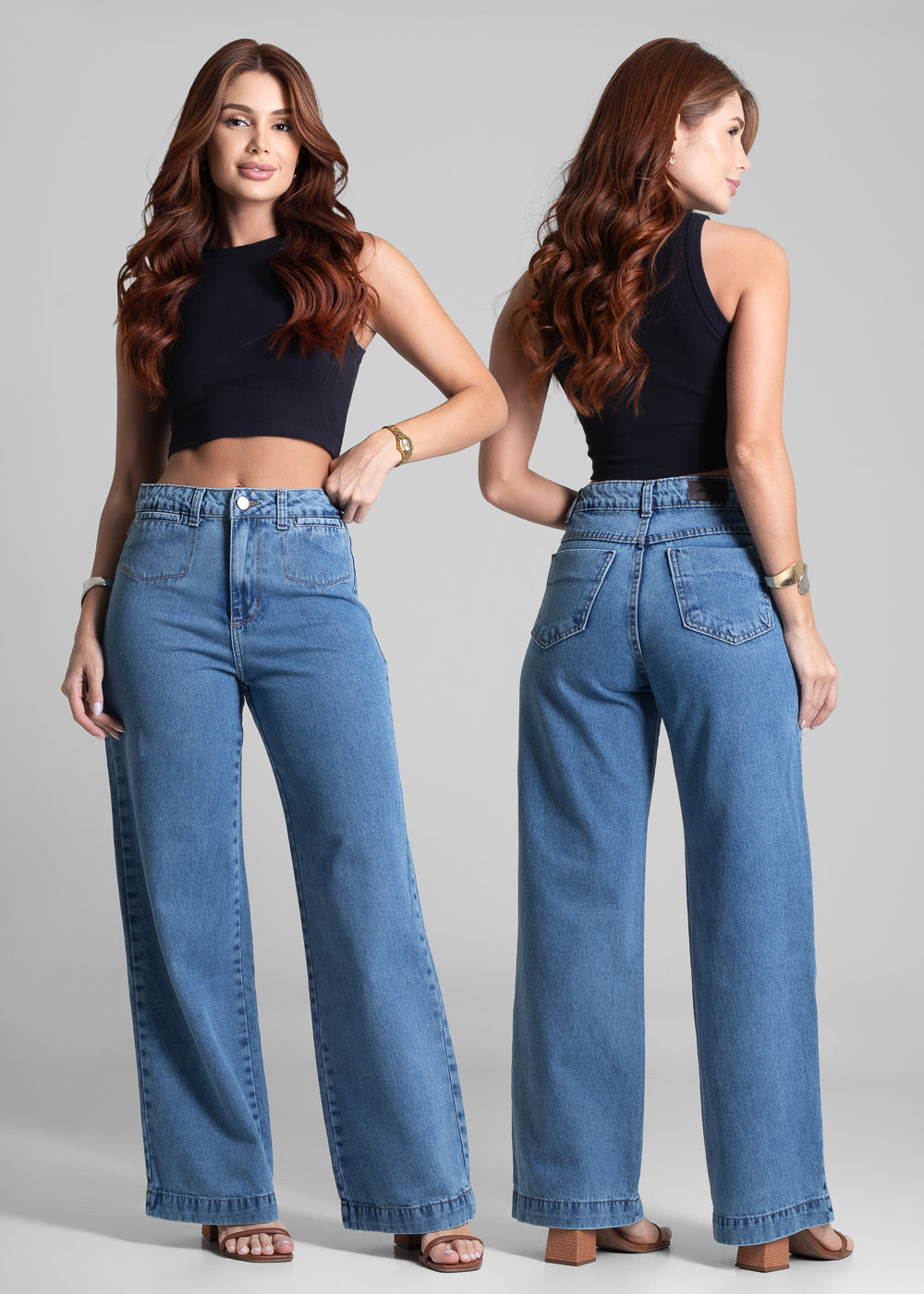Calça Jeans Sawary Wide Leg Petit - 281754 AZUL