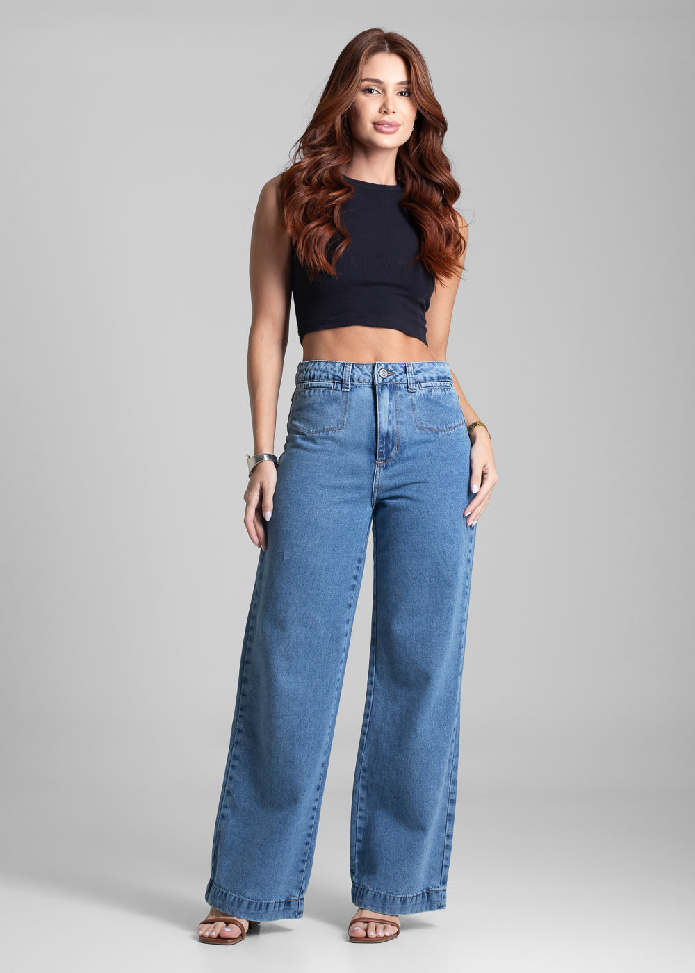 Calça Jeans Sawary Wide Leg Petit - 281754 AZUL