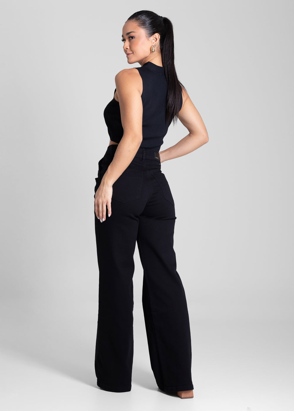 Calça Sarja Sawary Wide Leg - 281791 PRETO