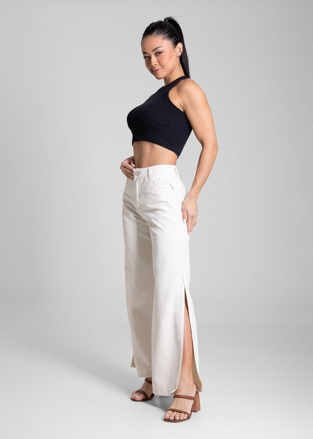 Calça Sarja Sawary Wide Leg Petit - 281797 CRU