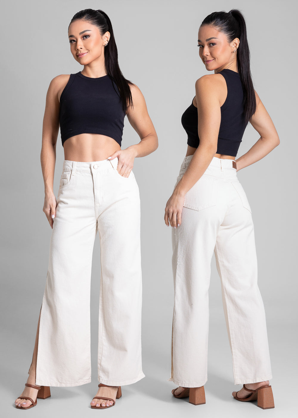 Calça Sarja Sawary Wide Leg Petit - 281797 CRU