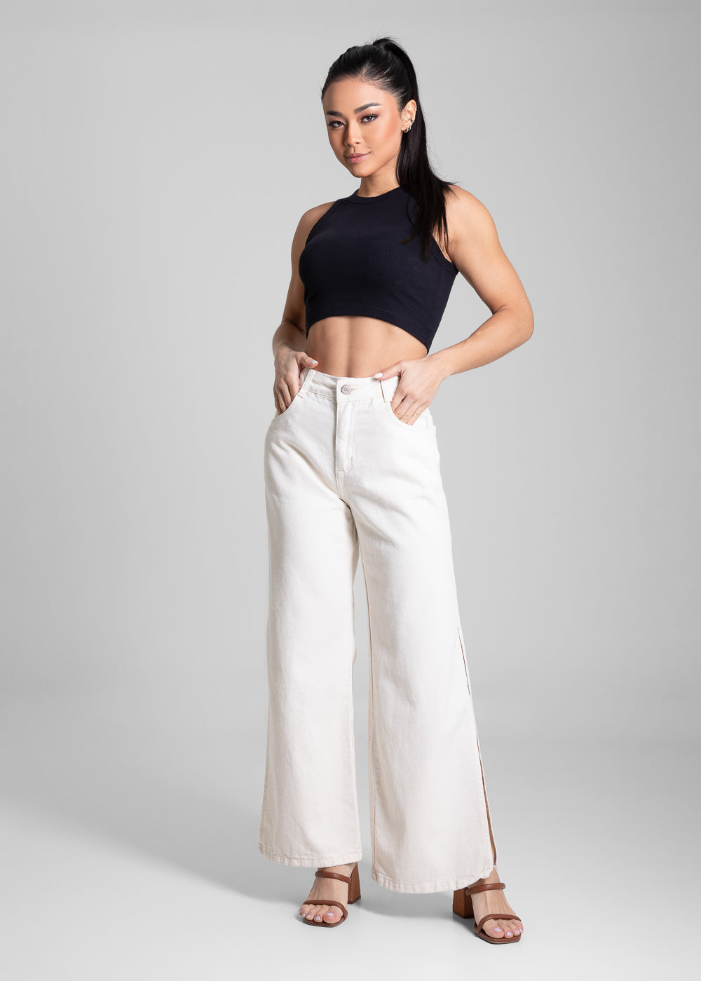 Calça Sarja Sawary Wide Leg Petit - 281797 CRU