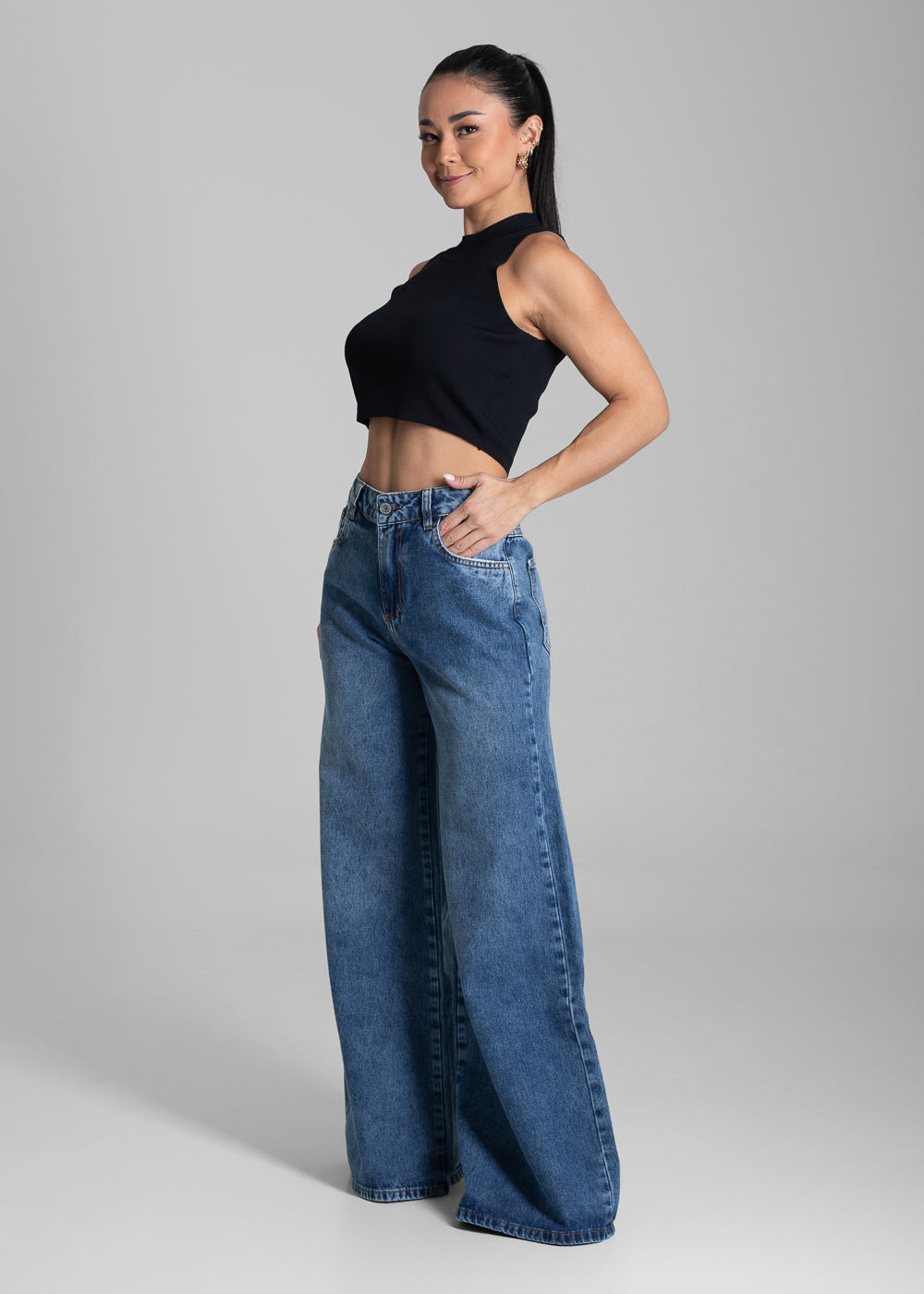 Calça Jeans Sawary Super Wide Leg - 281799 AZUL