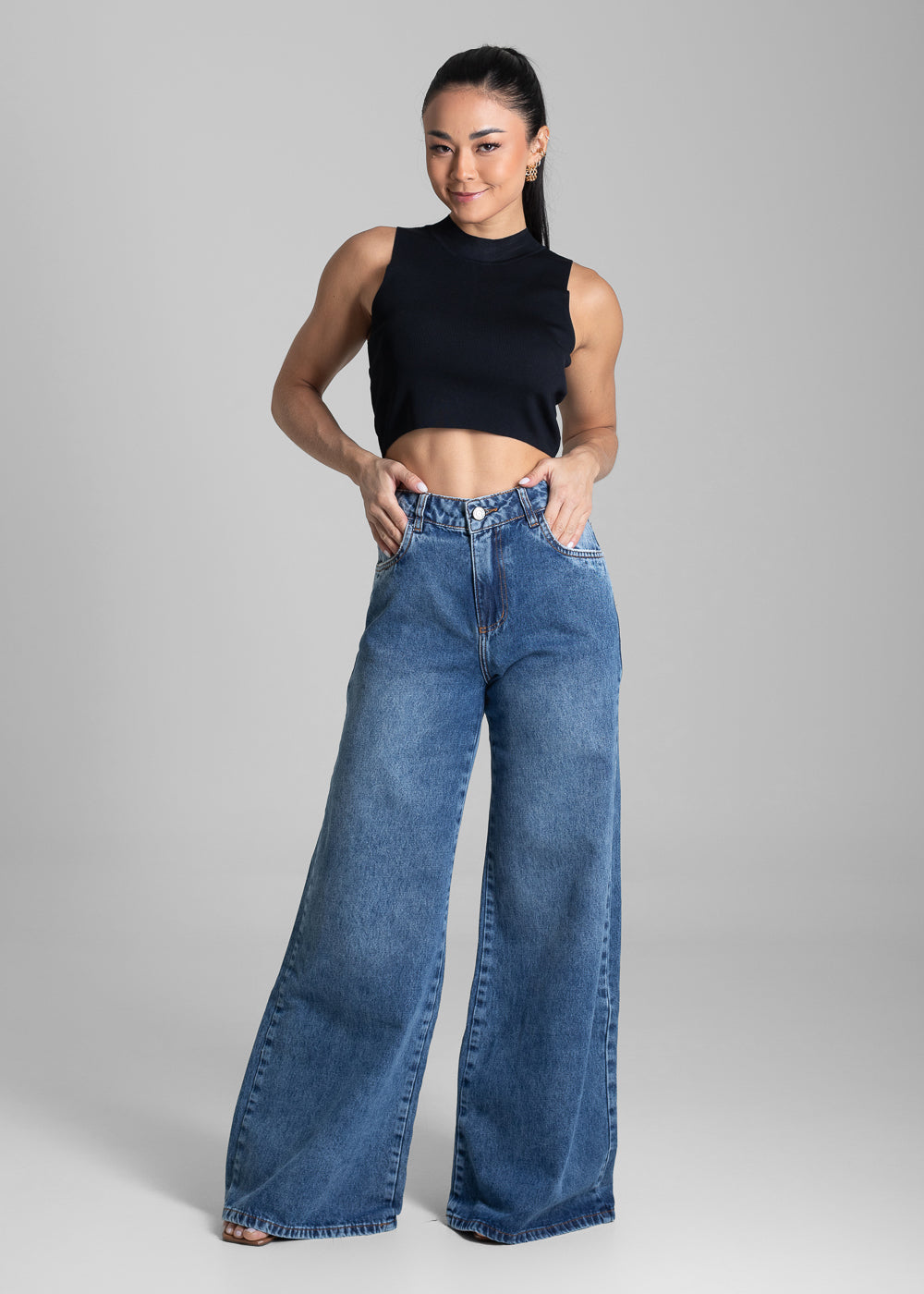 Calça Jeans Sawary Super Wide Leg - 281799 AZUL