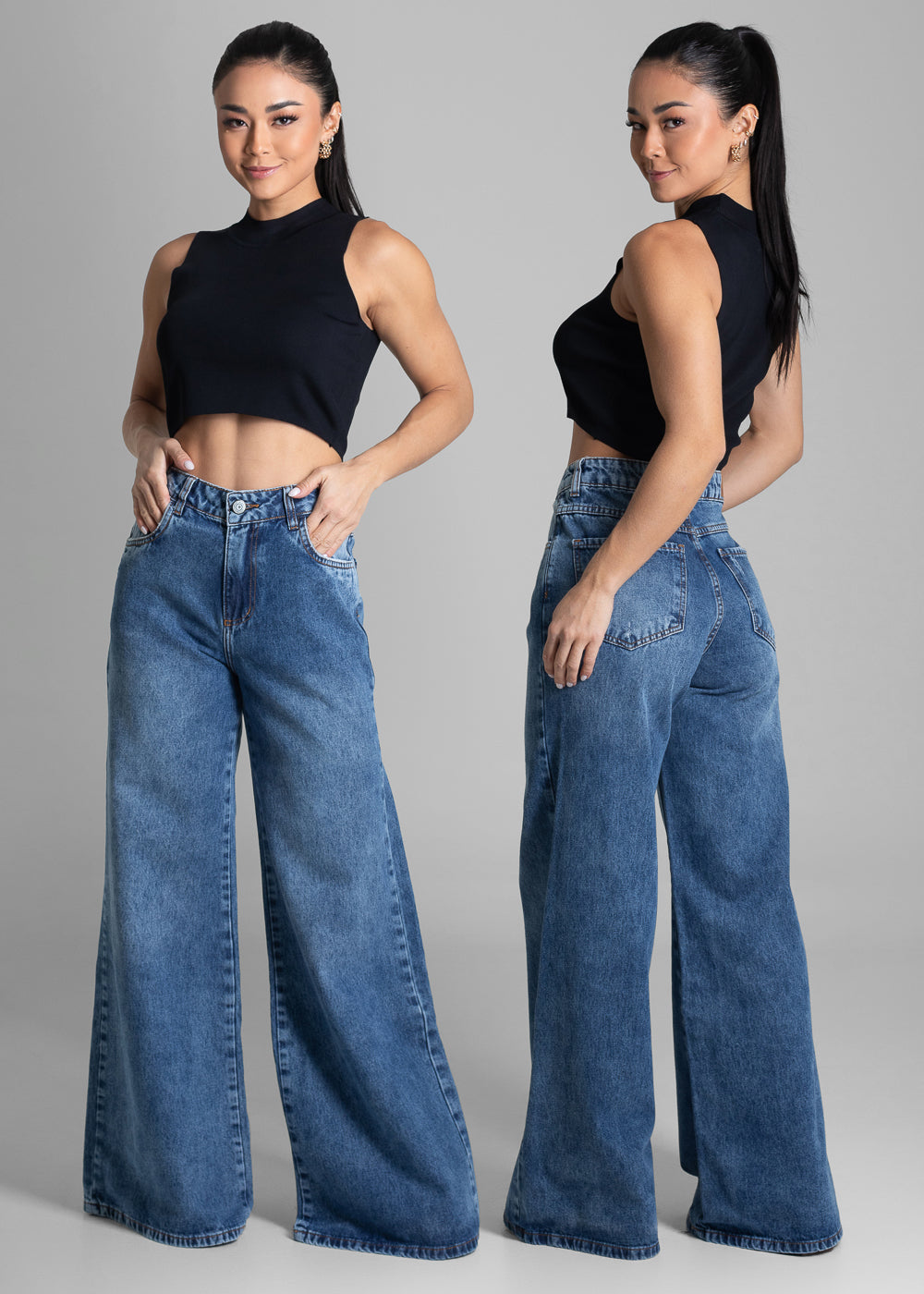 Calça Jeans Sawary Super Wide Leg - 281799 AZUL
