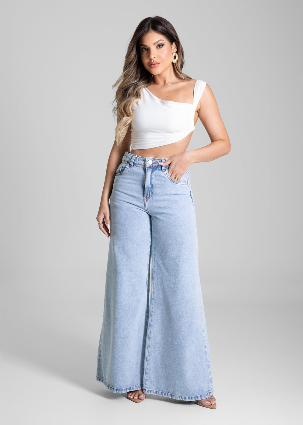 Calça Jeans Sawary Super Wide Leg - 281810 PRETO