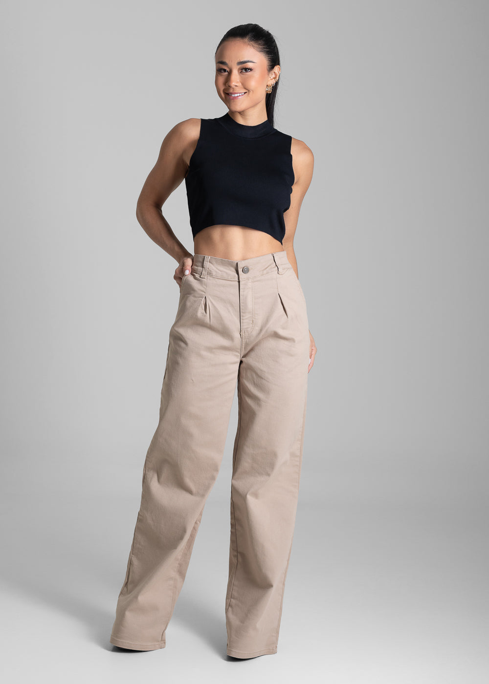 Calça Sarja Sawary Wide Leg - 281825 BEGE