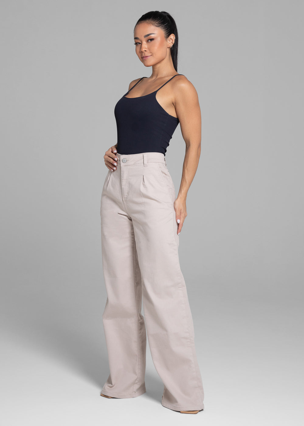 Calça Sarja Sawary Wide Leg - 281826 BEGE