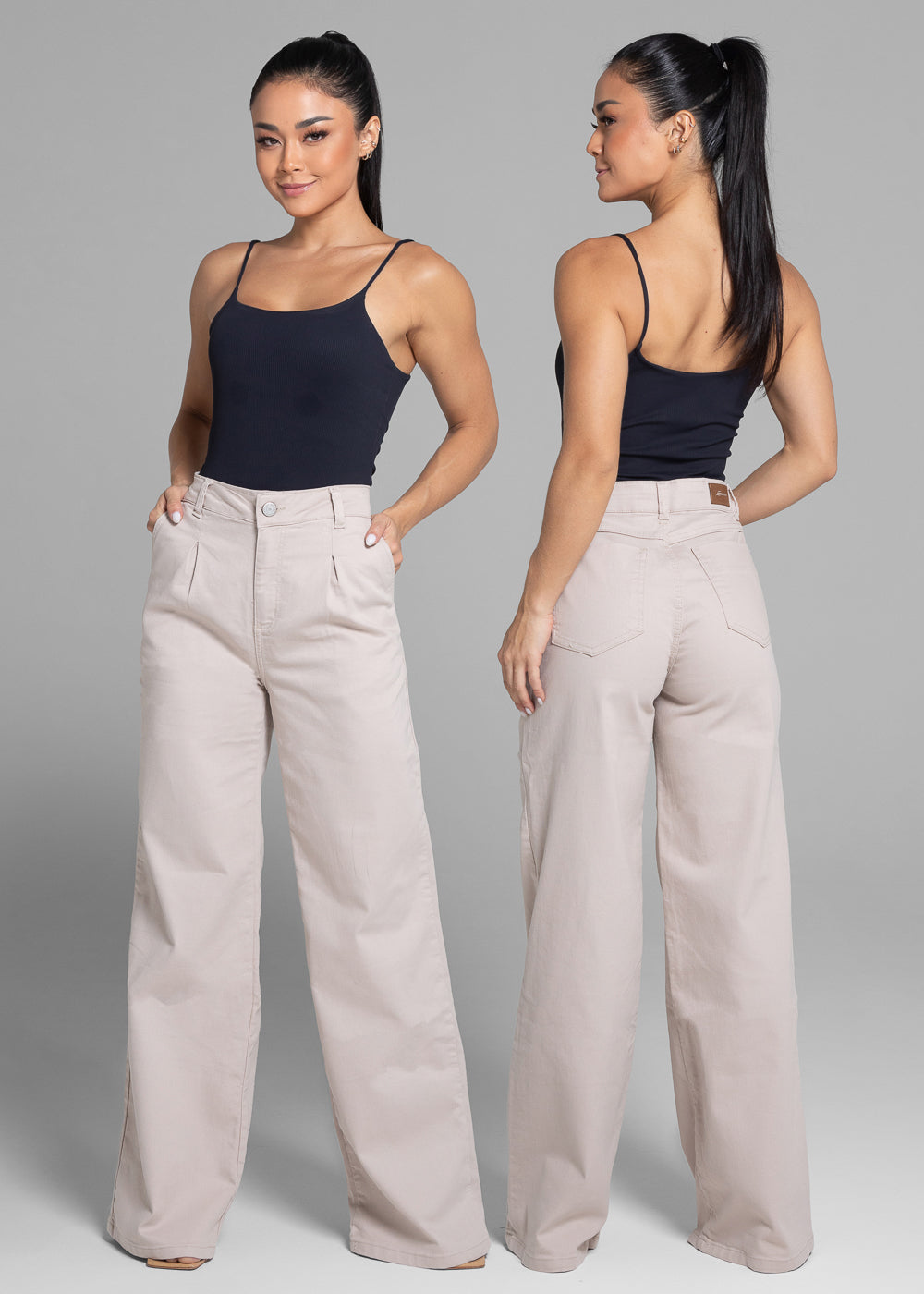 Calça Sarja Sawary Wide Leg - 281826 BEGE