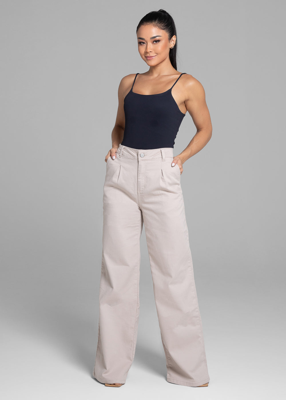 Calça Sarja Sawary Wide Leg - 281826 BEGE