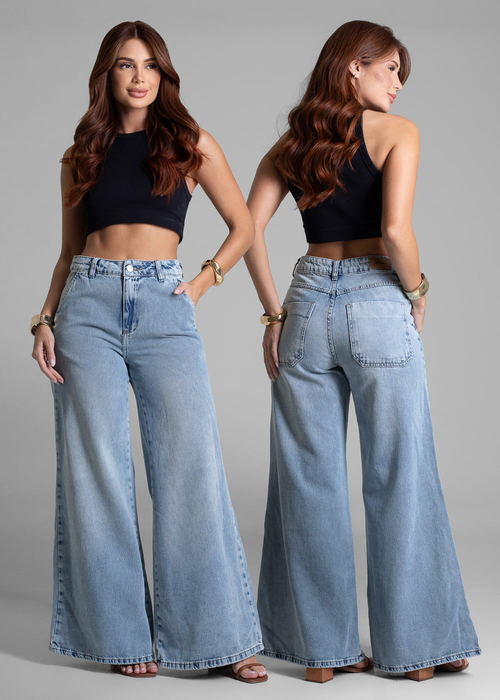 Calça Jeans Sawary Super Wide Leg - 281828 AZUL