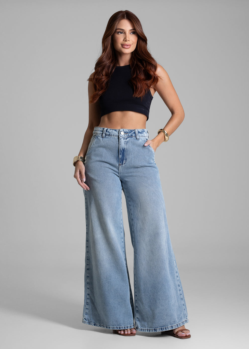 Calça Jeans Sawary Super Wide Leg - 281828 AZUL