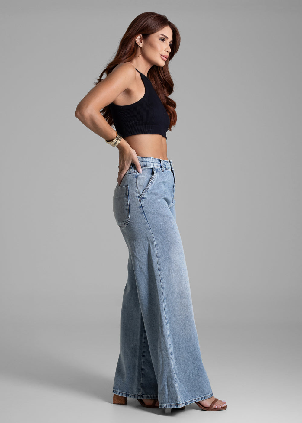 Calça Jeans Sawary Super Wide Leg - 281828 AZUL