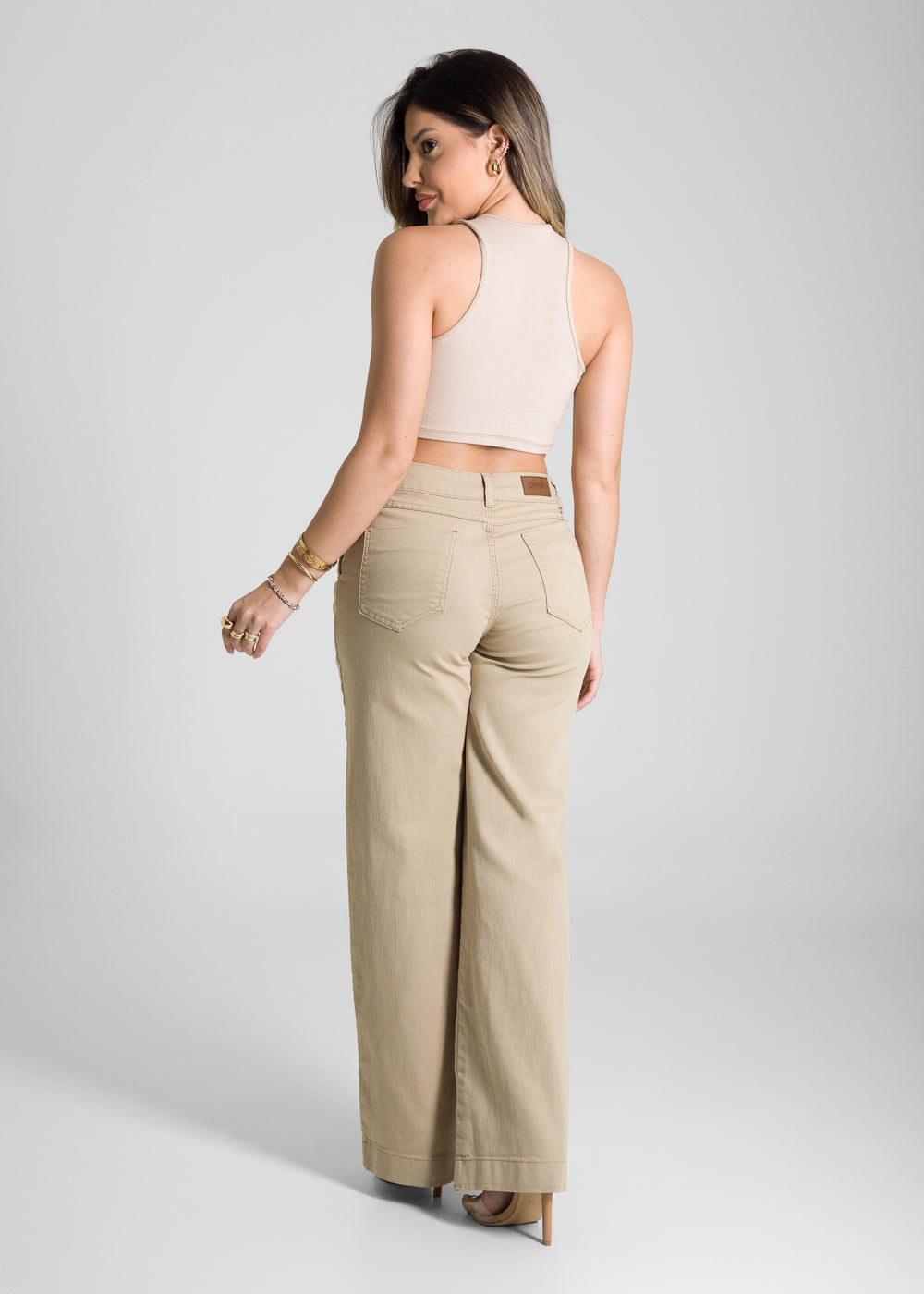 Calça Sarja Sawary Wide Leg - 281835 BEGE