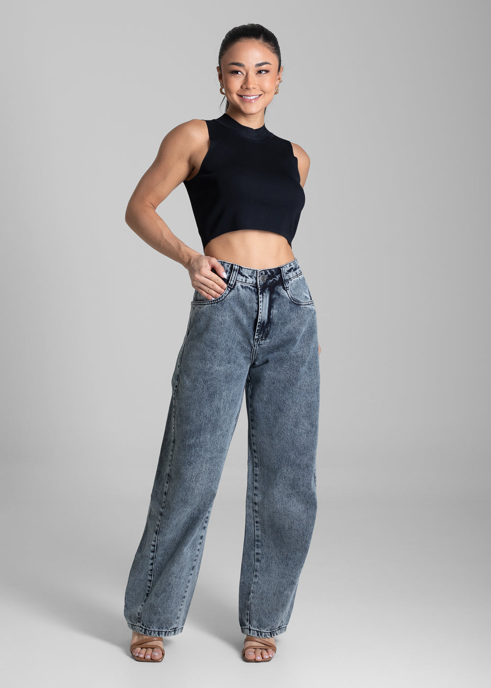 Calça Jeans Sawary Barrel - 281842 PRETO