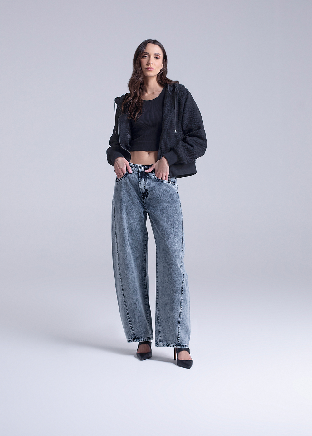 Calça Jeans Sawary Barrel - 281842 PRETO