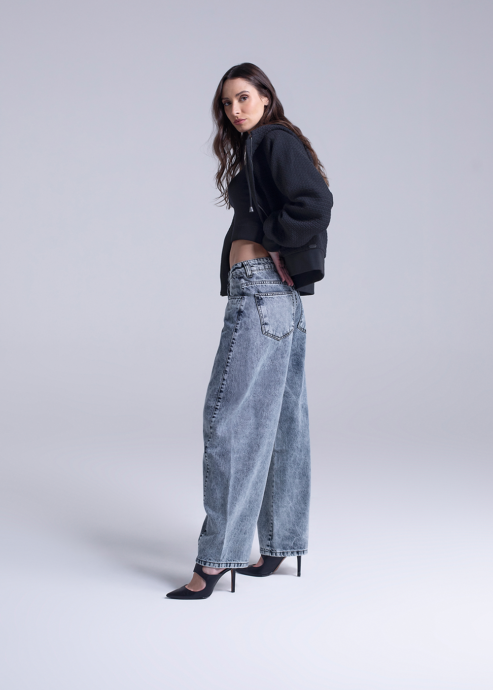 Calça Jeans Sawary Barrel - 281842 PRETO