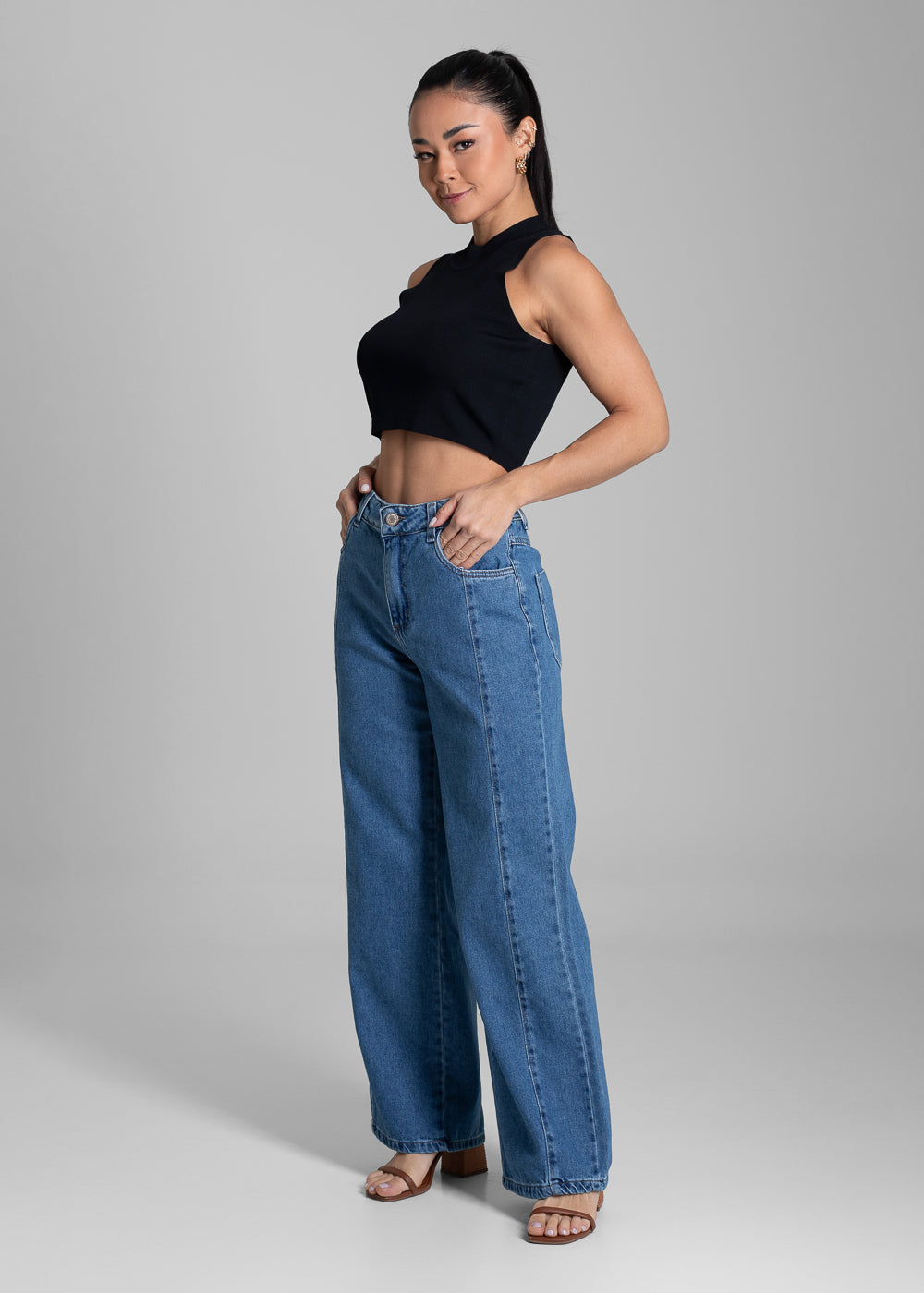 Calça Jeans Sawary Wide Leg Petit - 281866 AZUL