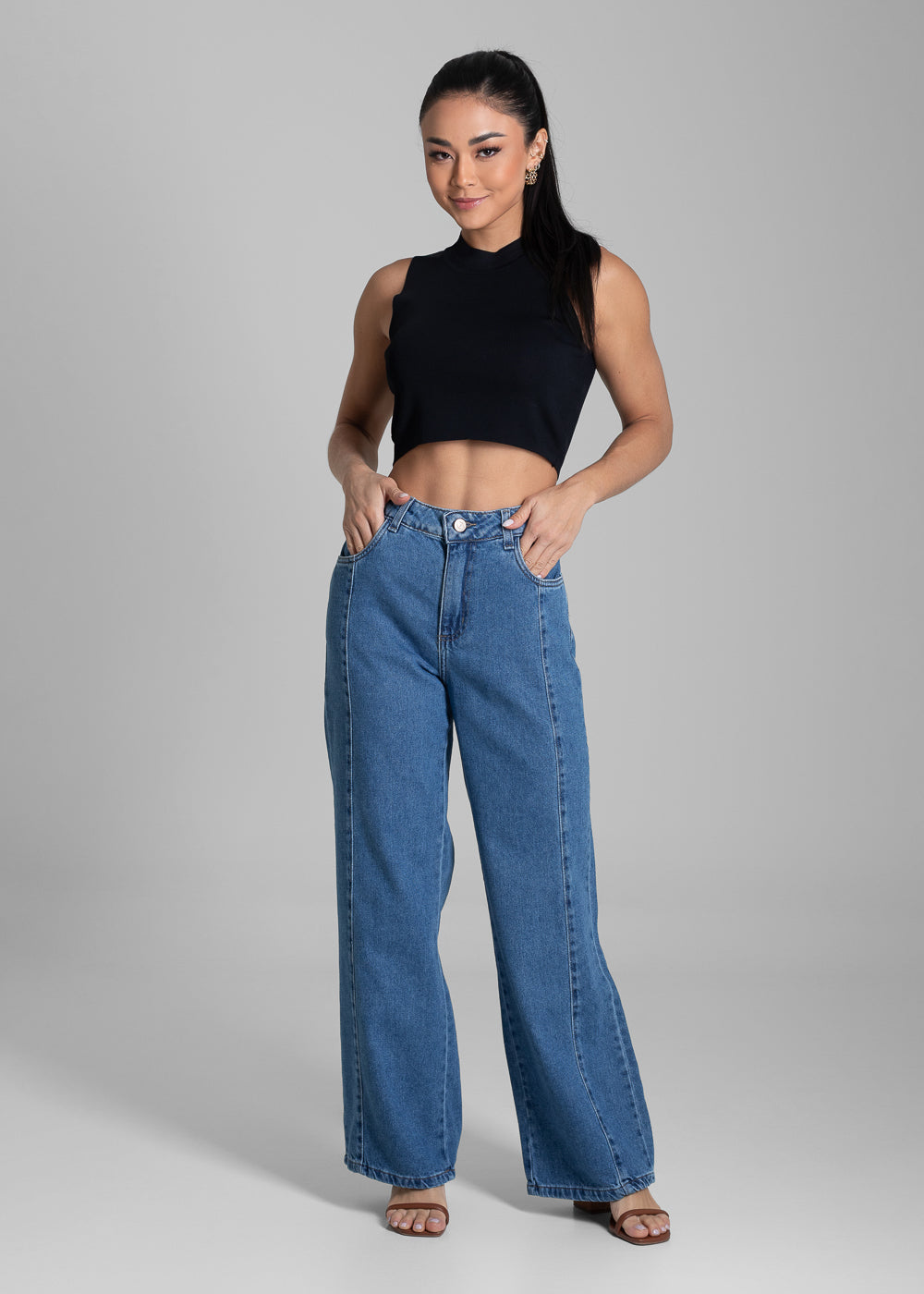 Calça Jeans Sawary Wide Leg Petit - 281866 AZUL