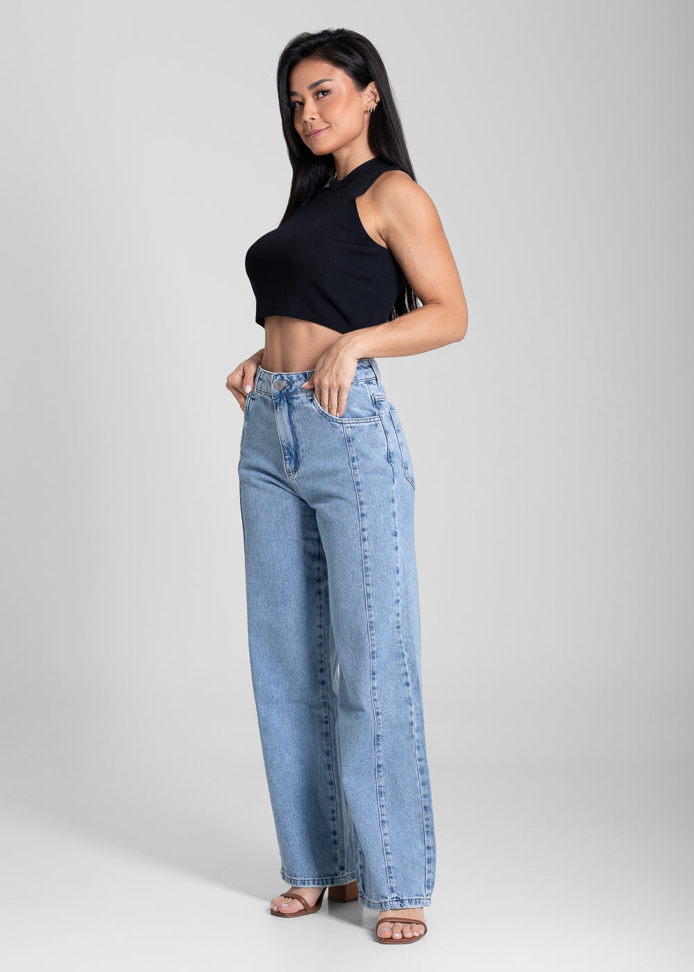Calça Jeans Sawary Wide Leg Petit - 281871 AZUL