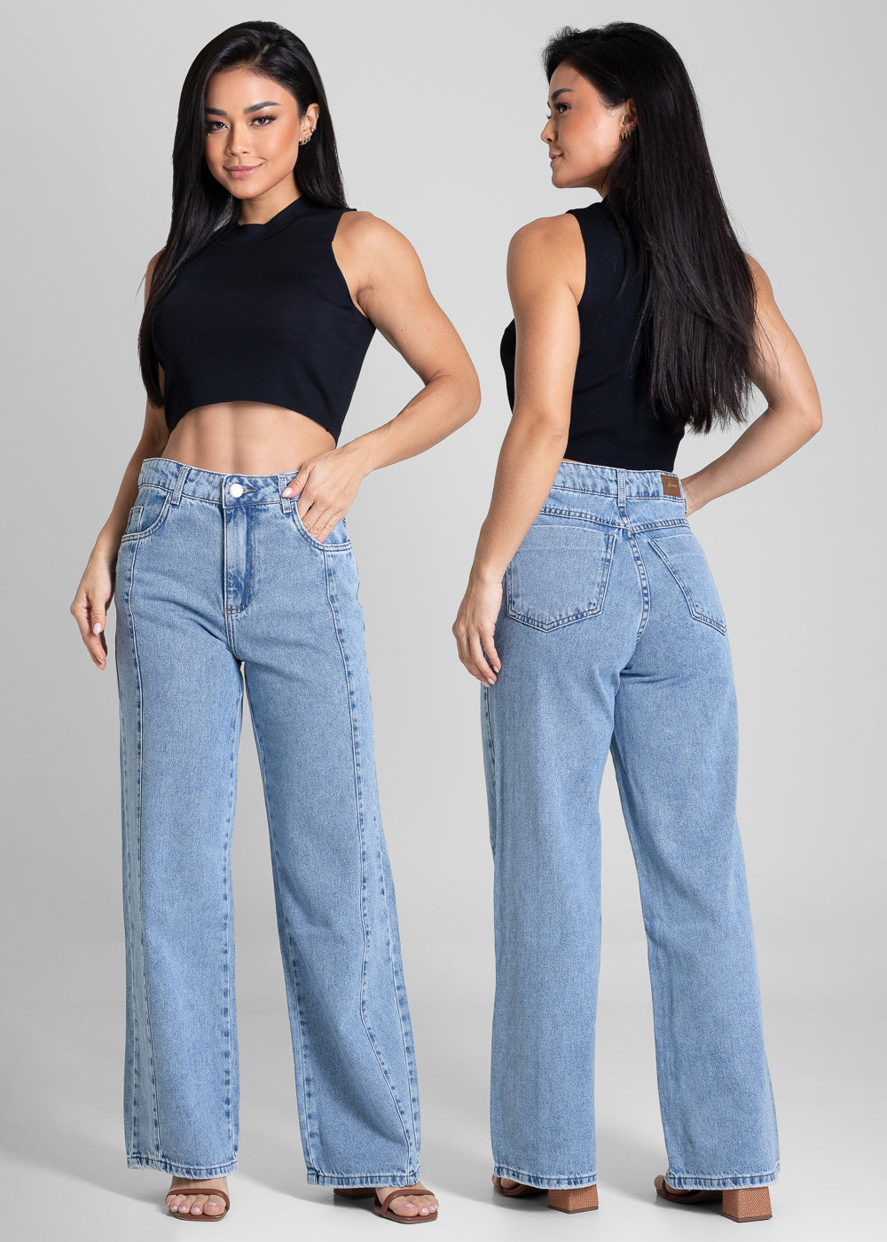 Calça Jeans Sawary Wide Leg Petit - 281871 AZUL