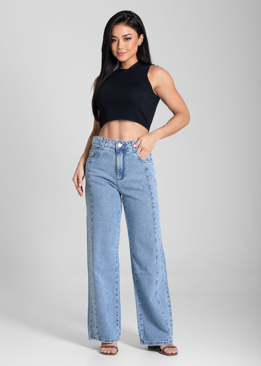 Calça Jeans Sawary Wide Leg Petit - 281871 AZUL