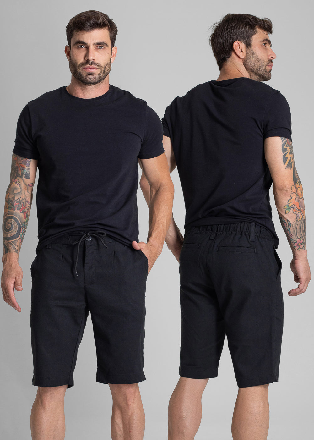 Bermuda Linho Sawary - 281876 PRETO