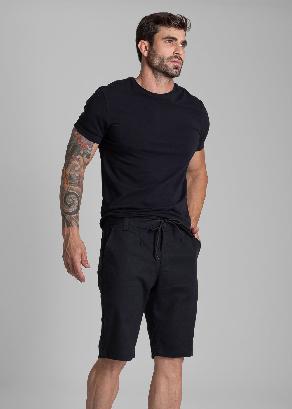 Bermuda Linho Sawary - 281876 PRETO