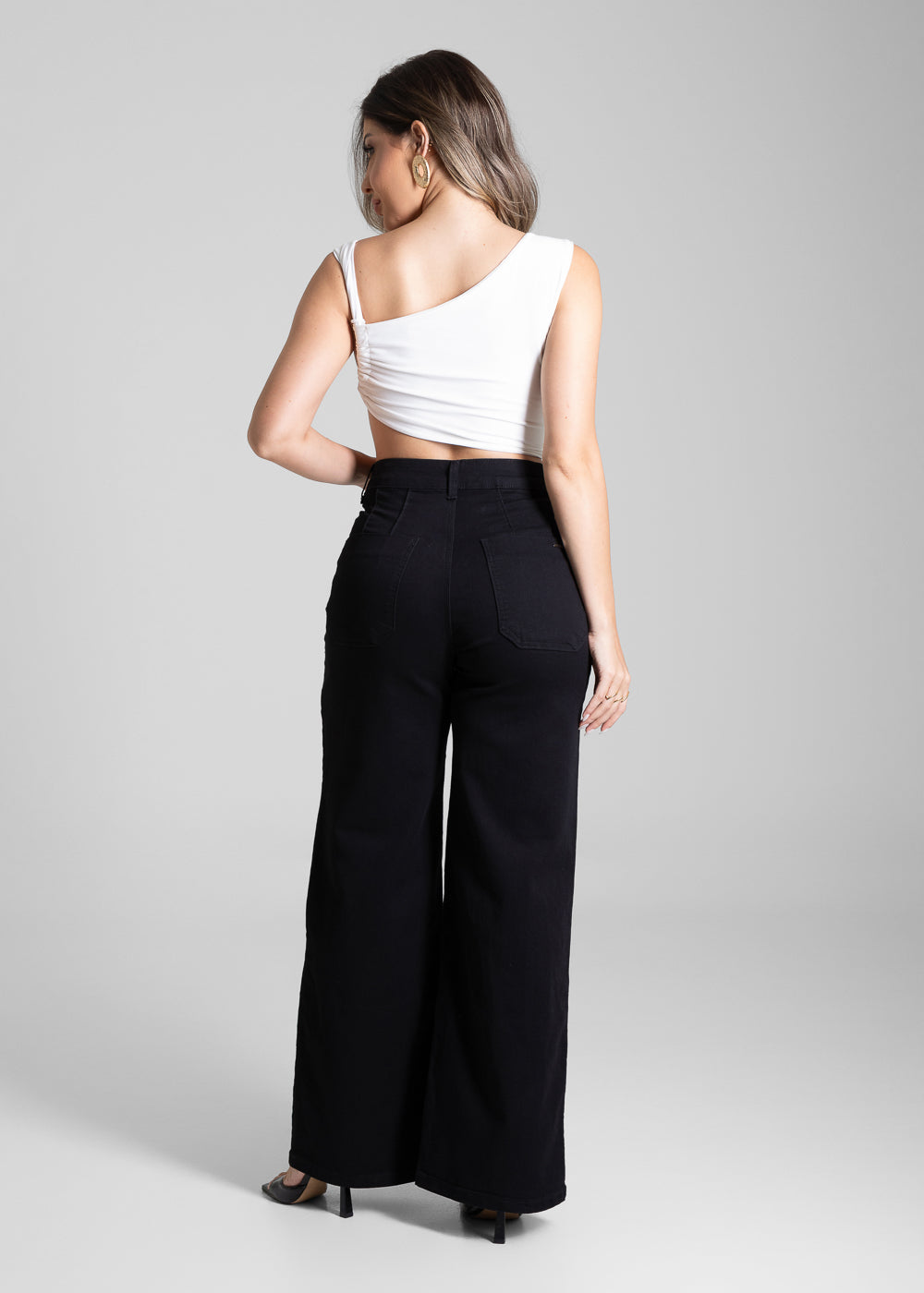 Calça Sarja Sawary Wide Leg - 281878 PRETO