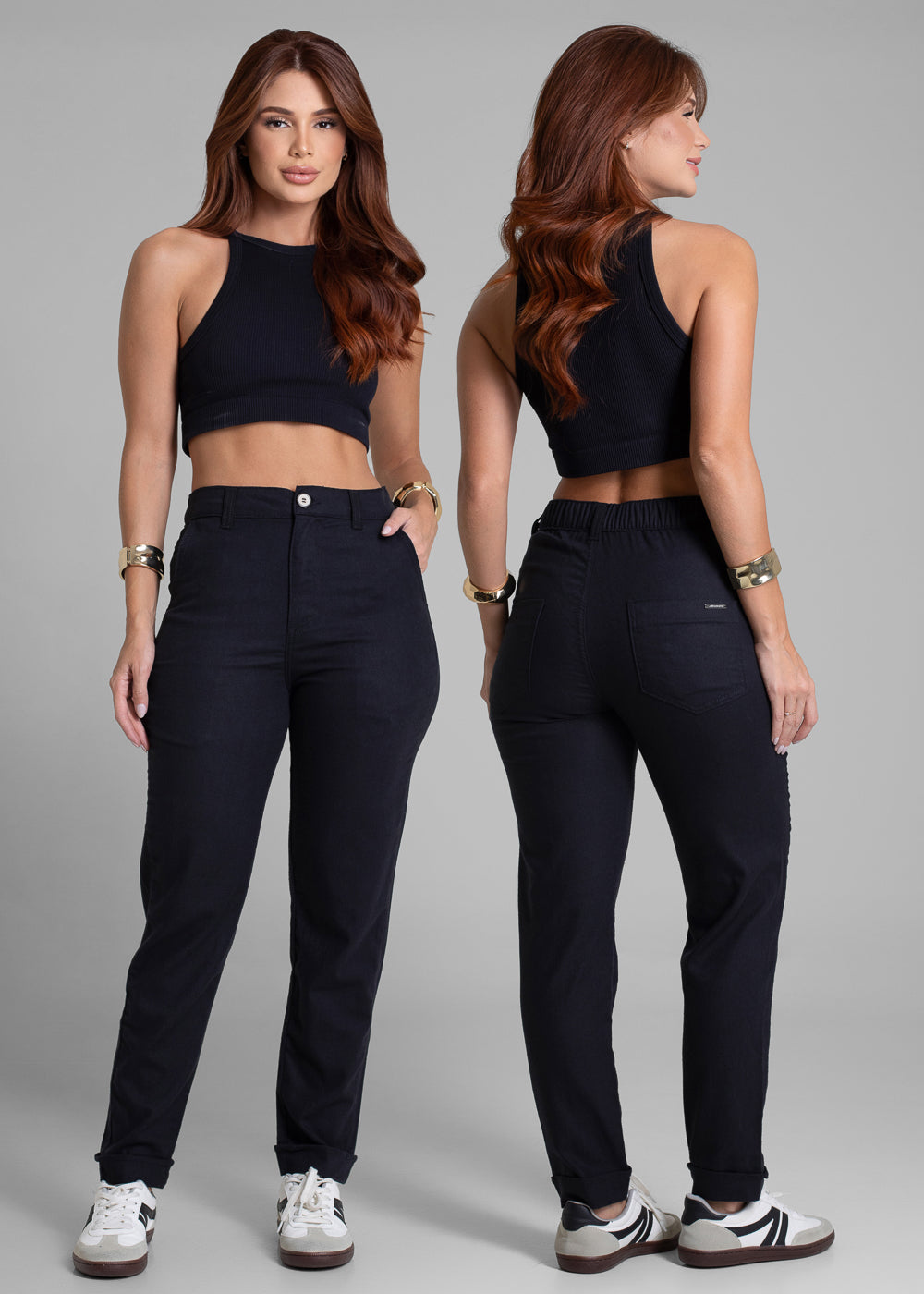 Calça Linho Sawary Reta - 281881 PRETO