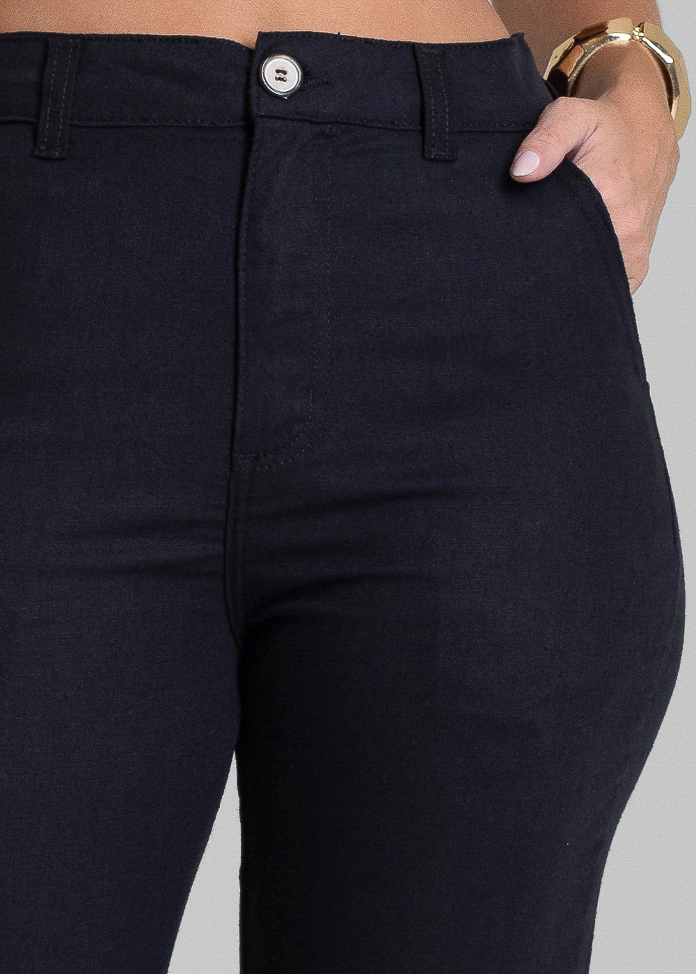 Calça Linho Sawary Reta - 281881 PRETO