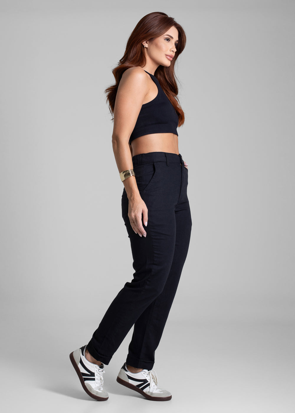 Calça Linho Sawary Reta - 281881 PRETO