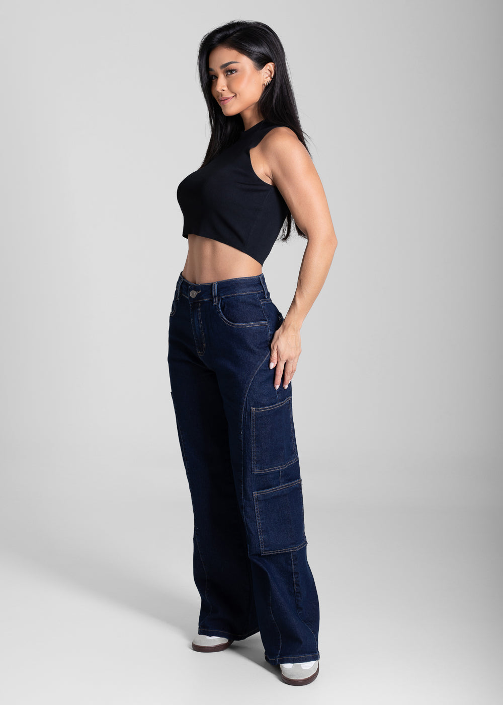 Calça Jeans Sawary Wide Leg Petit - 281899 AZUL