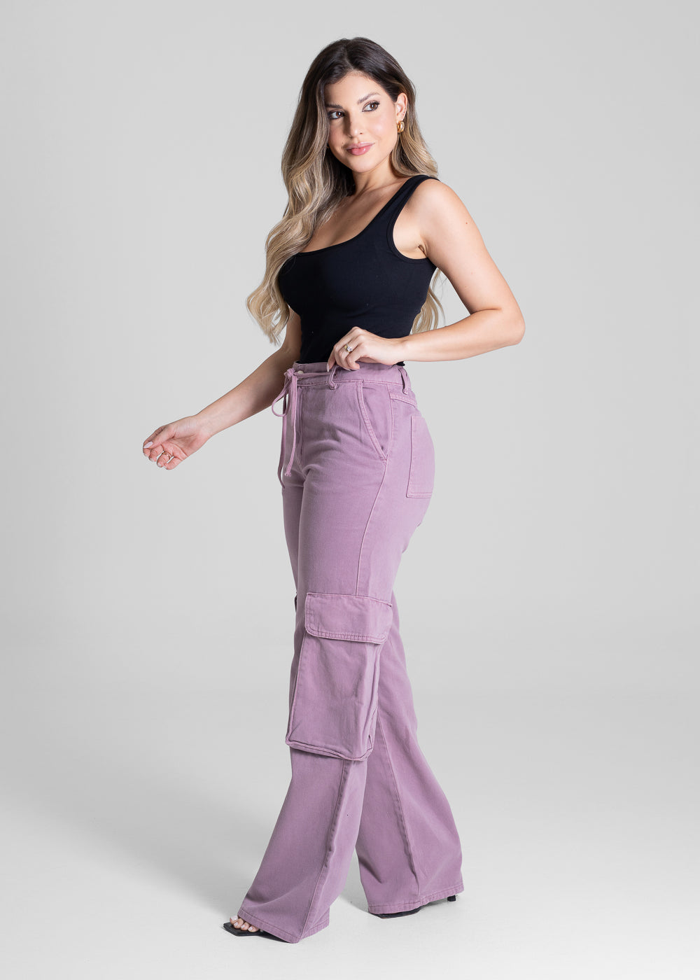 Calça Sarja Sawary Wide Leg - 281901 ROXO