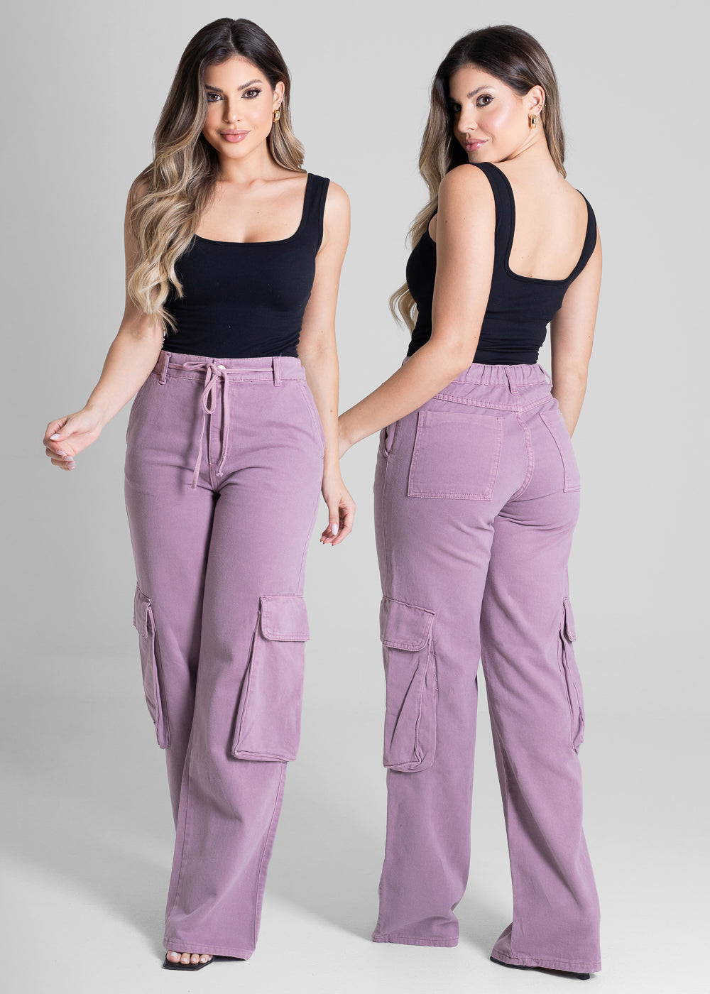 Calça Sarja Sawary Wide Leg - 281901 ROXO