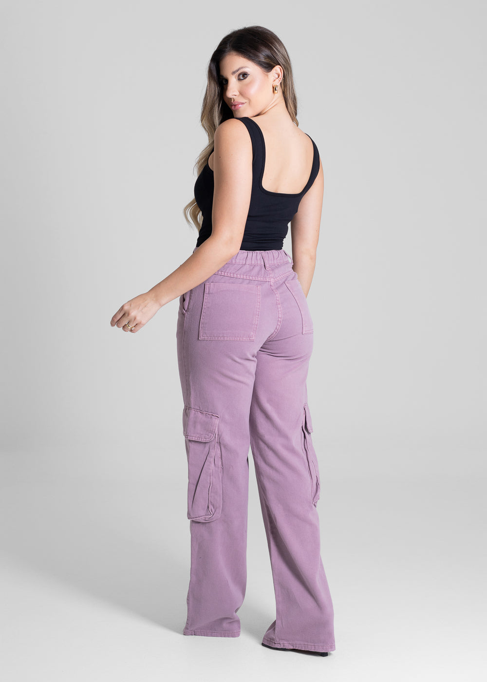 Calça Sarja Sawary Wide Leg - 281901 ROXO