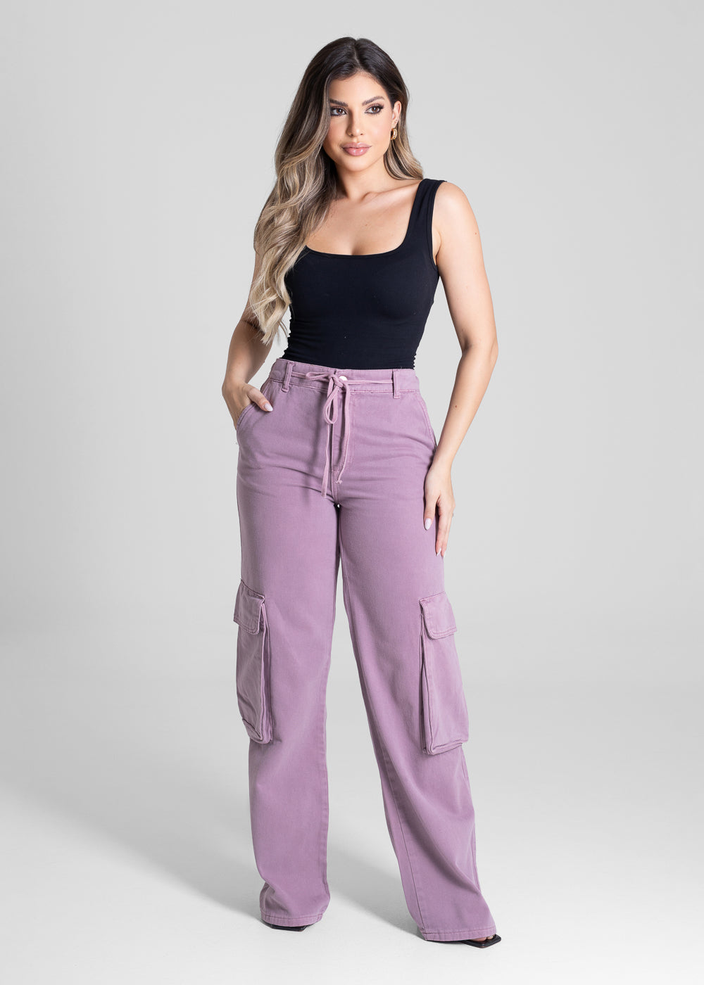 Calça Sarja Sawary Wide Leg - 281901 ROXO