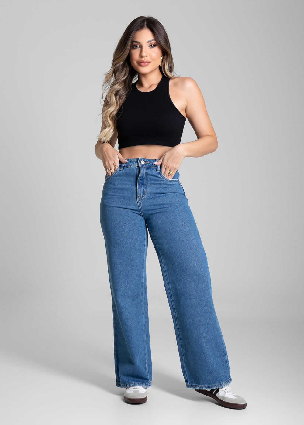 Calça Jeans Sawary Wide Leg Petit - 281937 AZUL