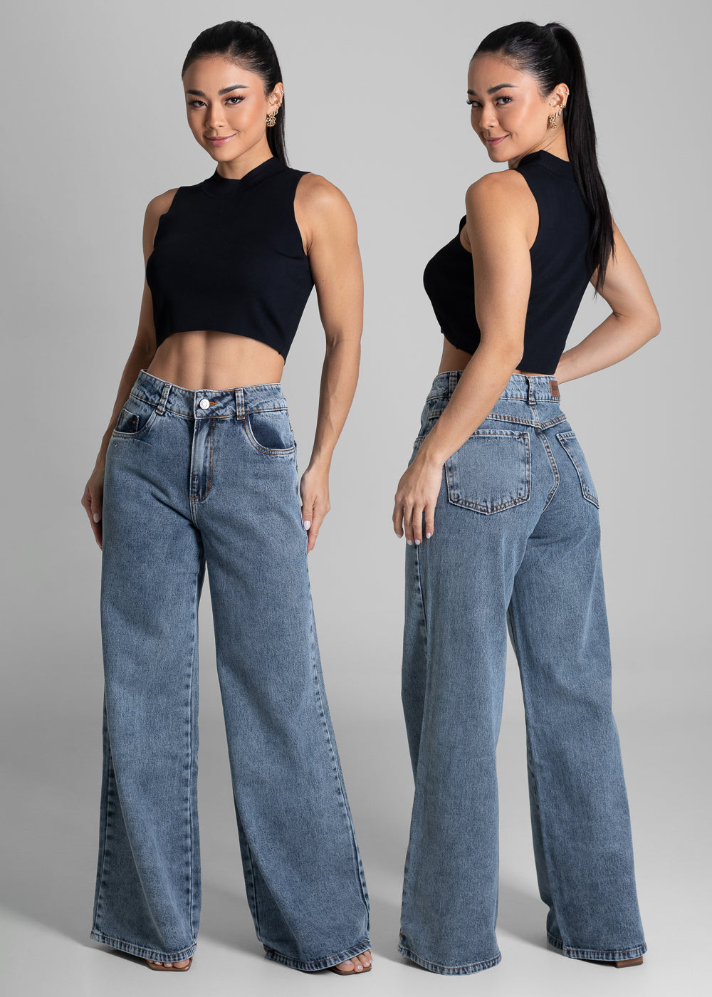 Calça Jeans Sawary Wide Leg - 281939 PRETO
