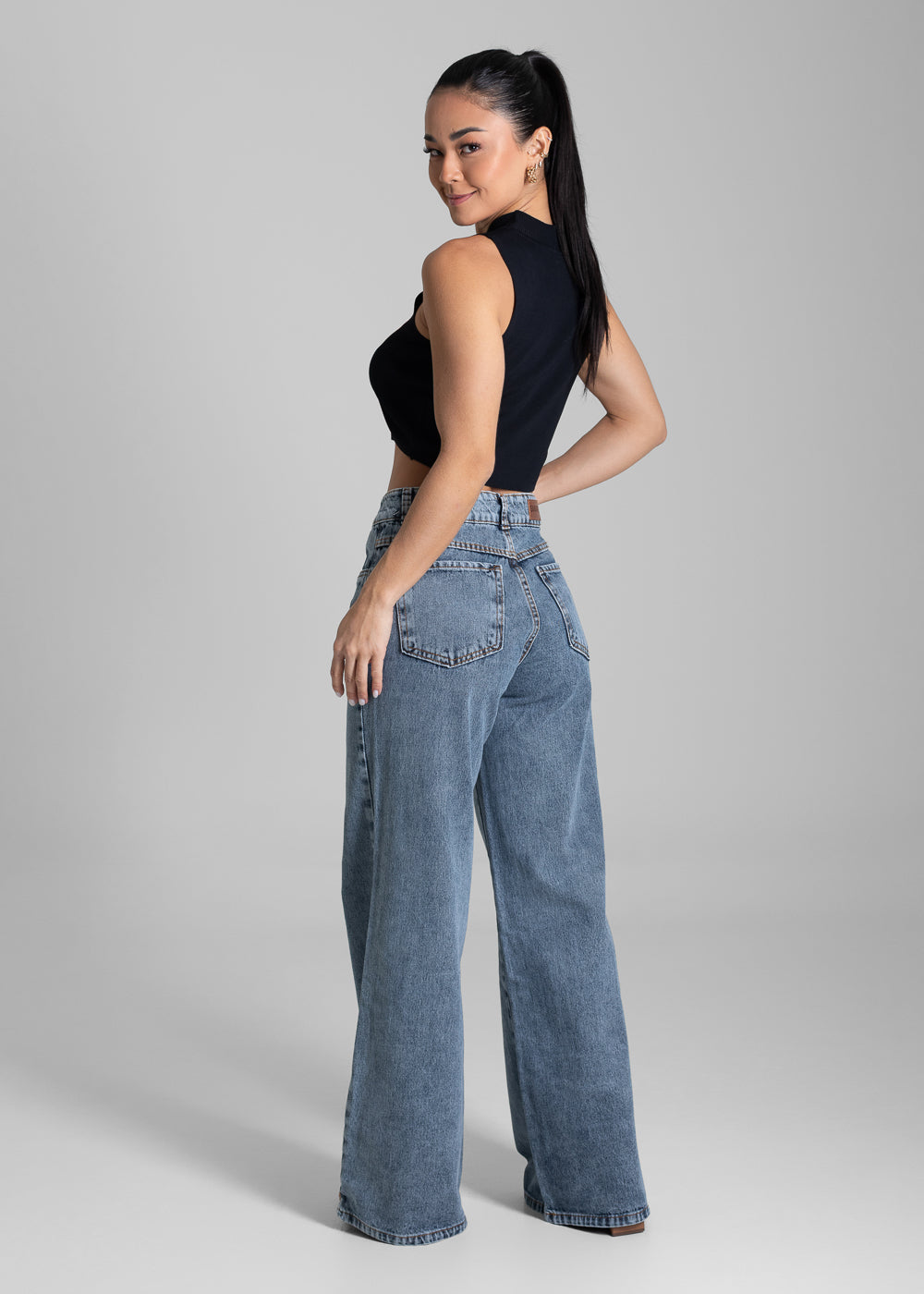 Calça Jeans Sawary Wide Leg - 281939 PRETO